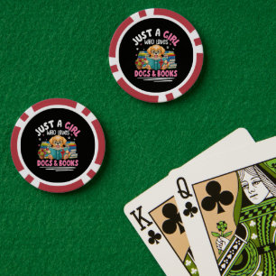 Nur ein Mädchen, das Hunde und Bücher liebt, zum L Pokerchips