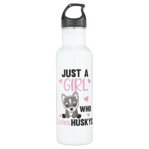 Nur ein Mädchen, das Huskys Kawaii-Hund Husky Lie Edelstahlflasche