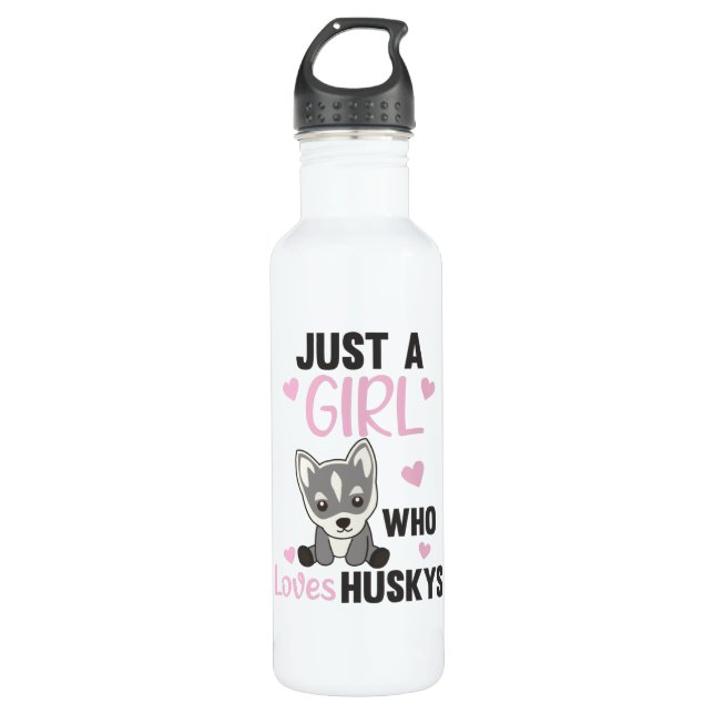 Nur ein Mädchen, das Huskys Kawaii-Hund Husky Lieb Edelstahlflasche (Vorderseite)