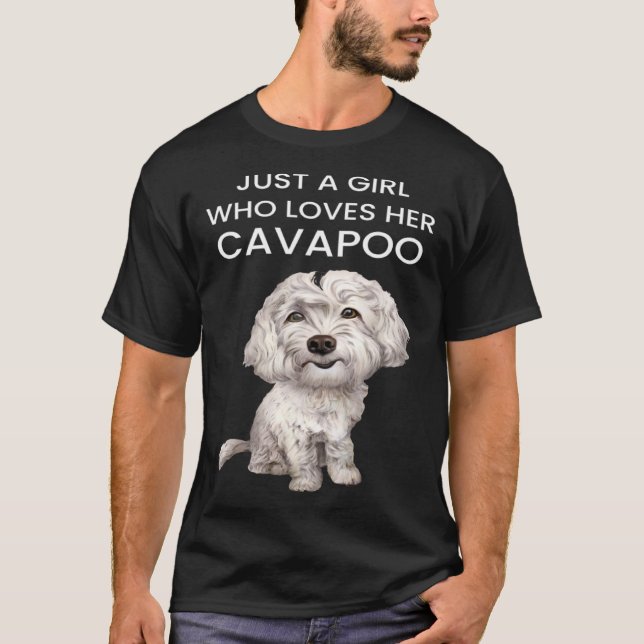 Nur ein Mädchen, das ihre Cavapoo White Cavapoo Pu T-Shirt (Vorderseite)