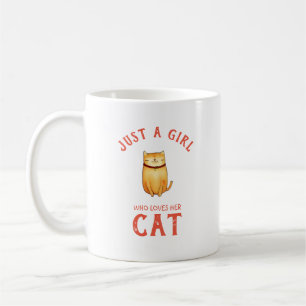 Nur ein Mädchen, das ihre Katze Liebe Kaffeetasse
