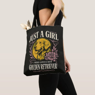 Nur ein Mädchen, das ihren Golden Retriever liebt Tasche