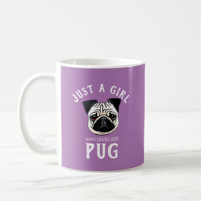 Nur ein Mädchen, das ihren Mops Liebe Kaffeetasse (Links)