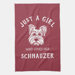 Nur ein Mädchen, das ihren Schnauzer Liebe Geschirrtuch