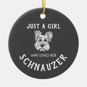 Nur ein Mädchen, das ihren Schnauzer Liebe Keramik Ornament