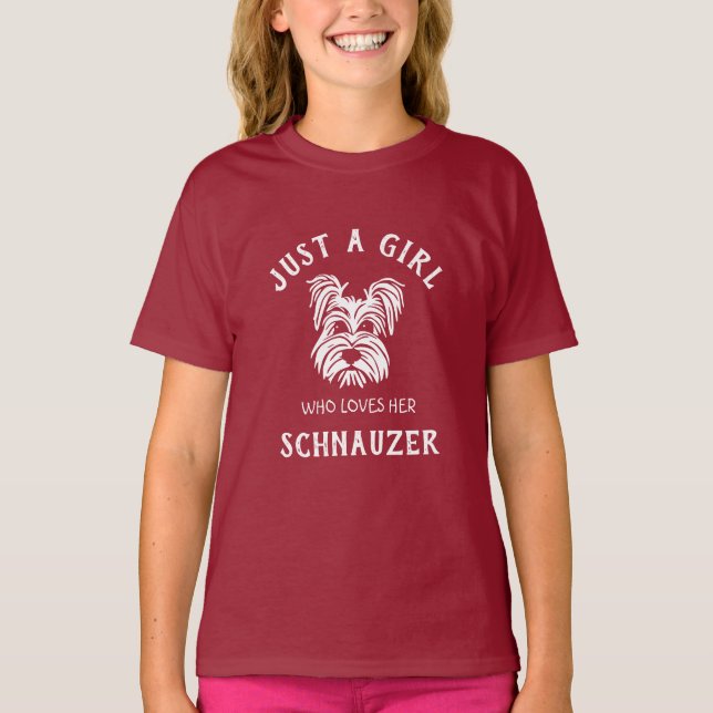 Nur ein Mädchen, das ihren Schnauzer Liebe T-Shirt (Vorderseite)