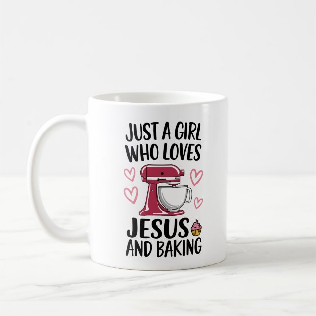 Nur ein Mädchen, das Jesus Liebe und backt Kaffeetasse (Links)