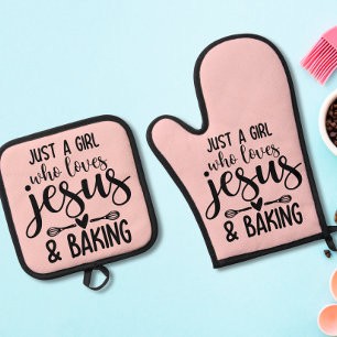 Nur ein Mädchen, das Jesus Liebe und gebacken Ofenhandschuh & Topflappen-Set