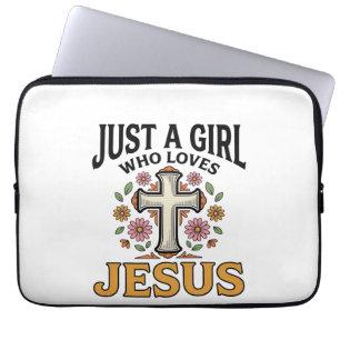 Nur ein Mädchen, das Jesus liebt, Floral Cross Shi Laptopschutzhülle
