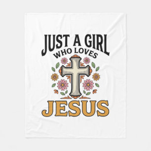 Nur ein Mädchen, das Jesus liebt, florales Kreuz-S Fleecedecke