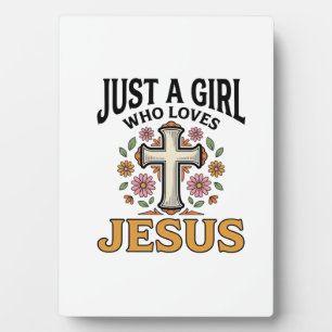 Nur ein Mädchen, das Jesus liebt, florales Kreuz-S Fotoplatte