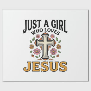 Nur ein Mädchen, das Jesus liebt, florales Kreuz-S Geschenkpapier