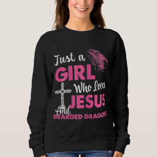 Nur ein Mädchen, das Jesus und bärtige Drachen Lie Sweatshirt