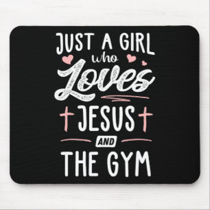 Nur ein Mädchen, das Jesus und das Gymnastikgesche Mousepad
