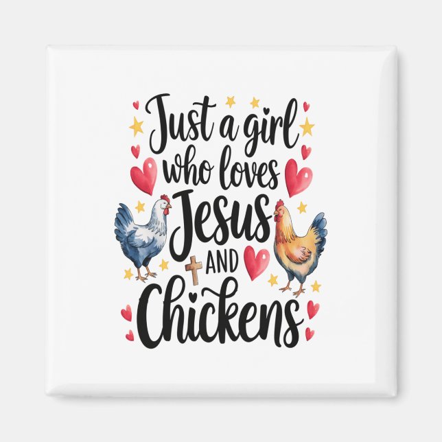 Nur ein Mädchen, das Jesus und die Hühnerfarm Lieb Magnet (Vorne)