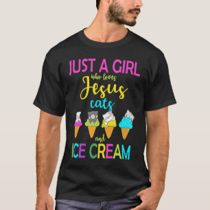 Nur ein Mädchen, das Jesus und Katzen und Eis lieb T-Shirt