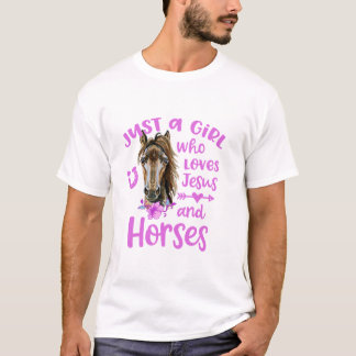 Nur ein Mädchen, das Jesus und Pferd Liebe Girl T-Shirt