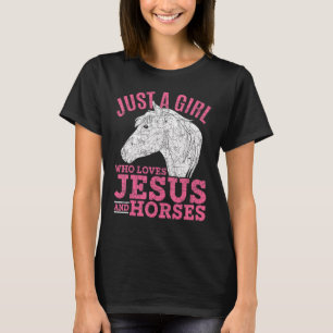 Nur ein Mädchen, das Jesus und Pferd Lieben Reiter T-Shirt