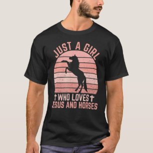 Nur ein Mädchen, das Jesus und Pferde Christlich L T-Shirt
