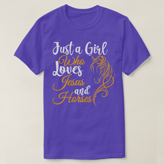 Nur ein Mädchen, das Jesus und Pferde Christlich L T-Shirt (Design vorne)