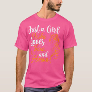 Nur ein Mädchen, das Jesus und Pferde Christlich L T-Shirt