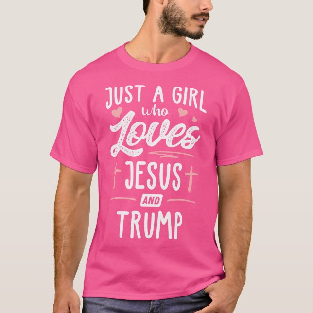 Nur ein Mädchen, das Jesus und Trump Weihnachten L T-Shirt (Vorderseite)