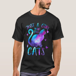 Nur ein Mädchen, das Katzen Liebe besitzt Galaxie T-Shirt