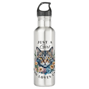 Nur ein Mädchen, das Katzen Liebe Edelstahlflasche