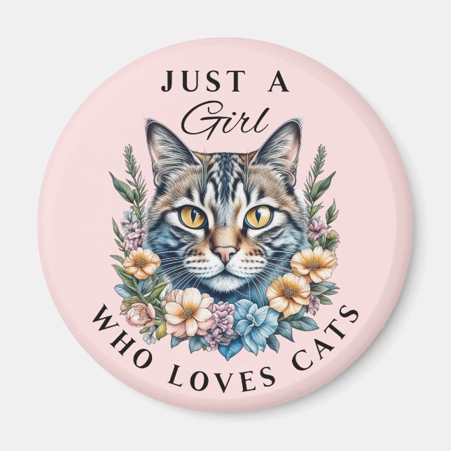 Nur ein Mädchen, das Katzen Liebe Magnet (Vorne)