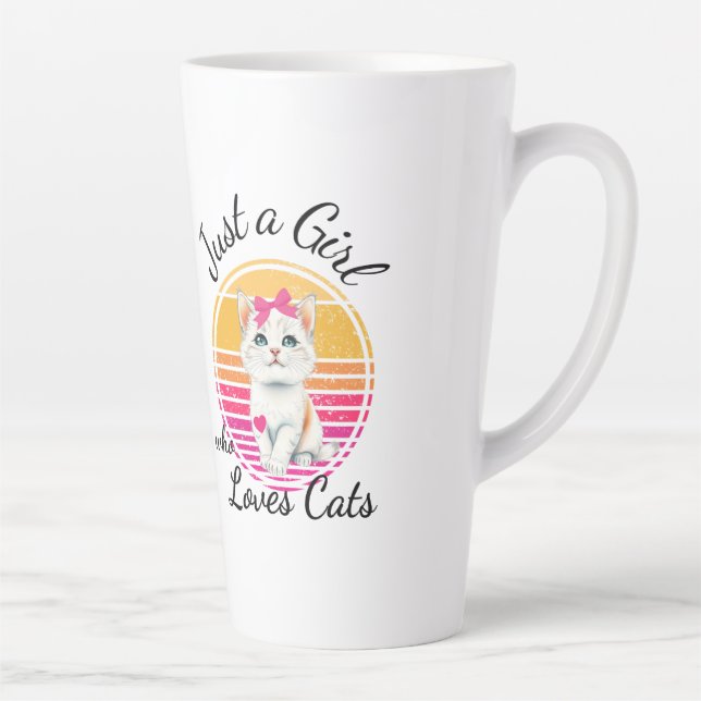 Nur ein Mädchen, das Katzen Liebe Milchtasse (Rechts)