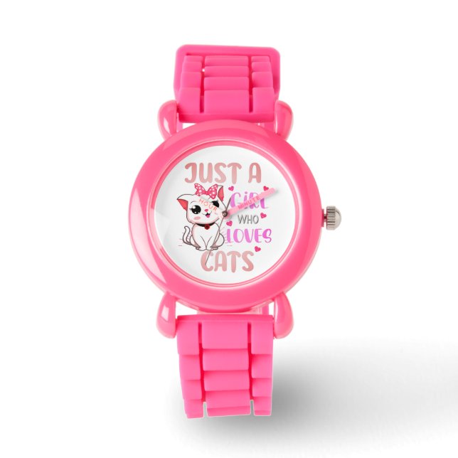 Nur ein Mädchen, das Katzen Liebe - Niedliche Gesc Armbanduhr (Vorderseite)