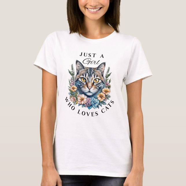 Nur ein Mädchen, das Katzen Liebe T-Shirt (Vorderseite)