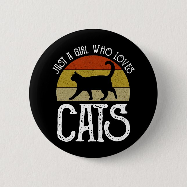 Nur ein Mädchen, das Katzen liebt Button (Vorderseite)