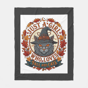 Nur ein Mädchen, das Katzen liebt, Halloween Hexe Fleecedecke