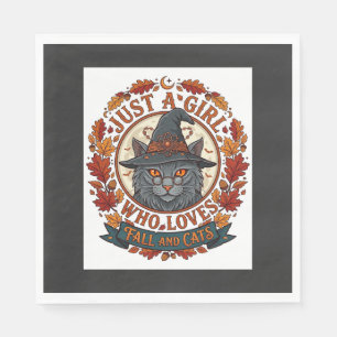 Nur ein Mädchen, das Katzen liebt, Halloween Hexe Serviette