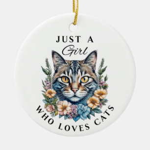 Nur ein Mädchen, das Katzen liebt Personalisiert Keramik Ornament