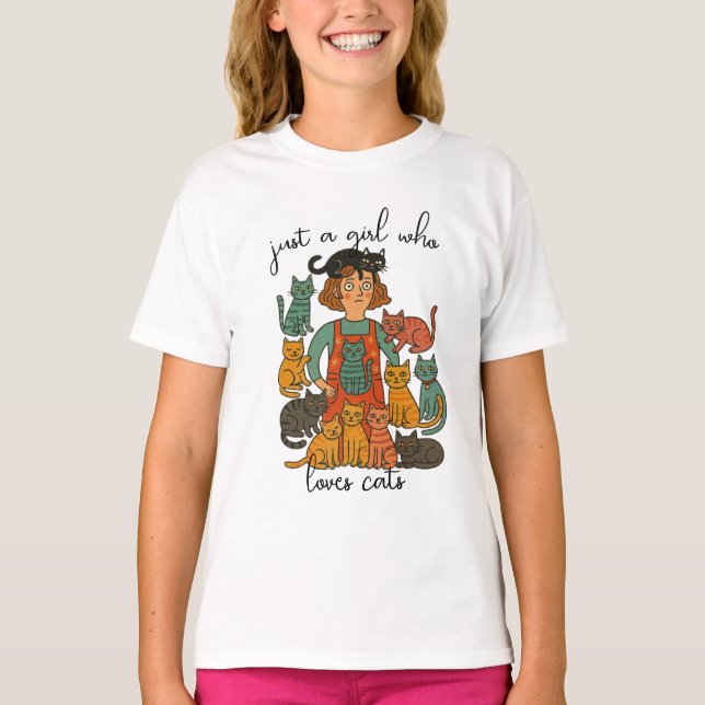 Nur ein Mädchen, das Katzen liebt - Süße Katzenlie T-Shirt (Vorderseite)
