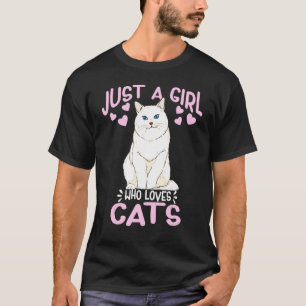 Nur ein Mädchen, das Katzen liebt Süße weiße Ragdo T-Shirt