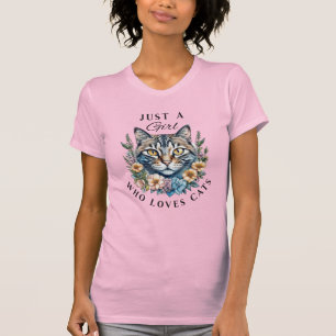 Nur ein Mädchen, das Katzen liebt T-Shirt