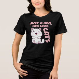 Nur ein Mädchen, das Katzen liebt Tri-Blend Shirt