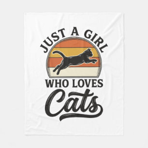 Nur ein Mädchen, das Katzen Retro Vintage Katzen-D Fleecedecke