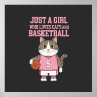 Nur ein Mädchen, das Katzen und Basketball Liebe