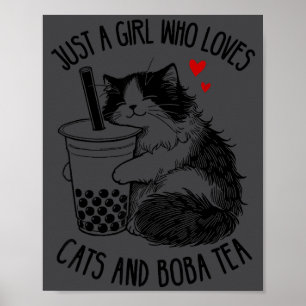 Nur ein Mädchen, das Katzen und Boba-Tee liebt Rag Poster
