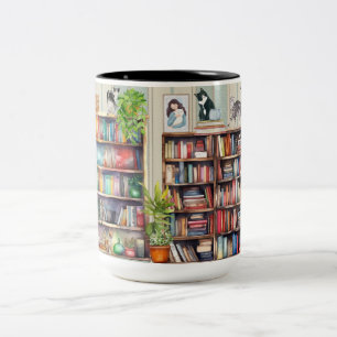 Nur ein Mädchen, das Katzen und Bücher Liebe Zweifarbige Tasse
