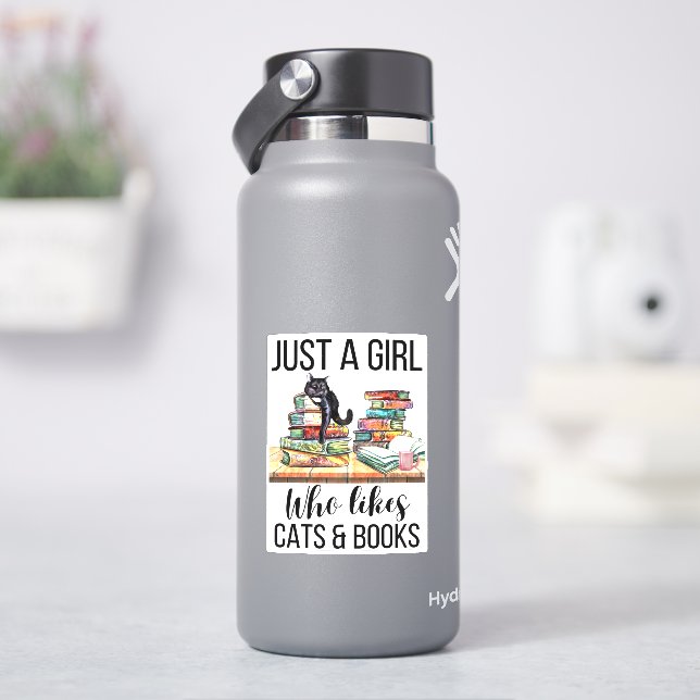 Nur ein Mädchen, das Katzen und Bücher mag Aufkleber (HydroFlask)