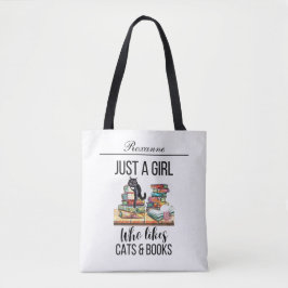 Nur ein Mädchen, das Katzen und Bücher mag Tasche