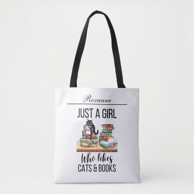 Nur ein Mädchen, das Katzen und Bücher mag Tasche (Vorderseite)