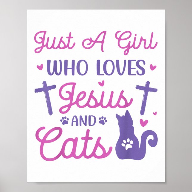 Nur ein Mädchen, das Katzen und ein frisches Tier  Poster (Vorne)