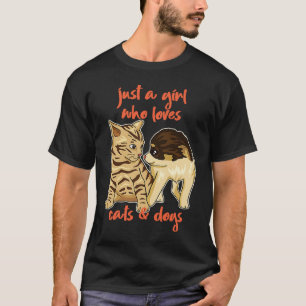 Nur ein Mädchen, das Katzen und Hunde Lieben kätzt T-Shirt