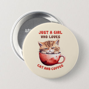 Nur ein Mädchen, das Katzen und Kaffee Liebe (2) Button